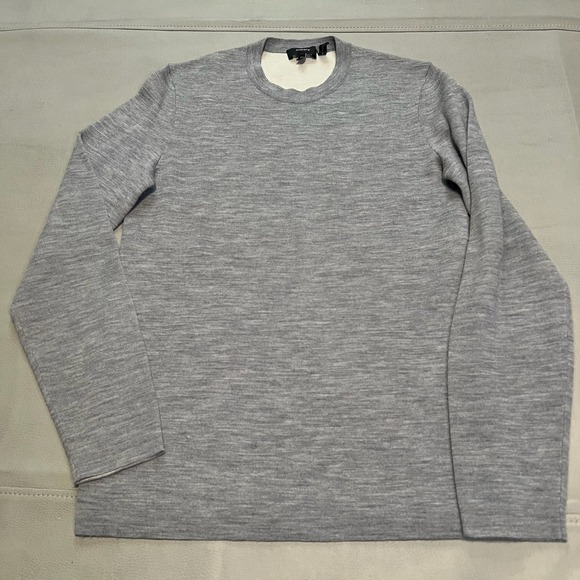 Theory Women XS Gray Merino Wool Stretch Old Money Sweater Minimal Quiet Luxury - Picture 1 of 8